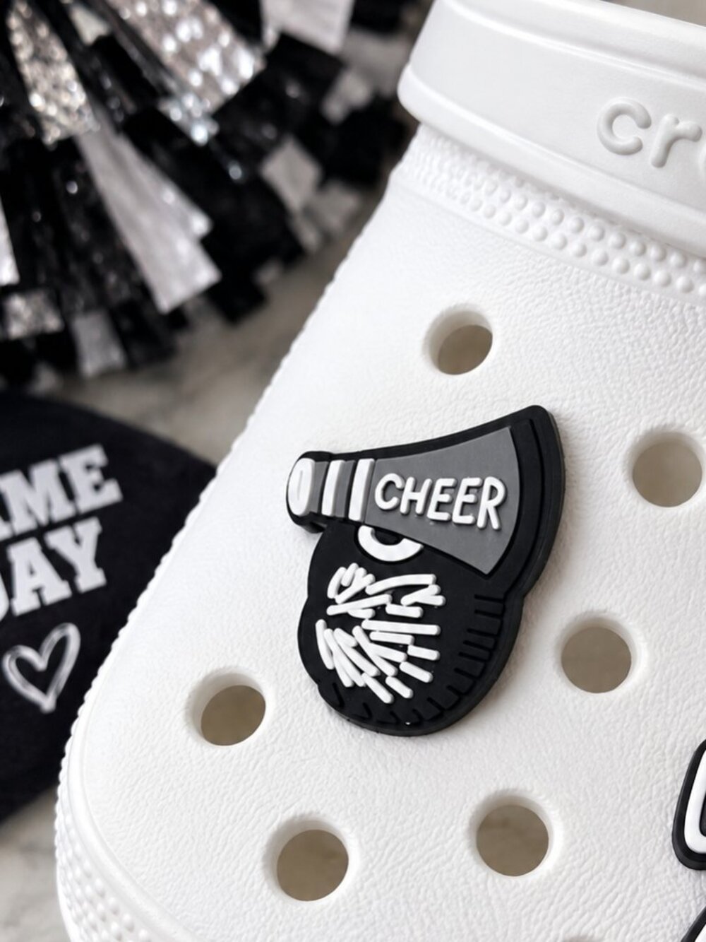 Cheerleader Croc Shoe Charm Cheer Megaphone Pom Poms School Spirit Jibbitz Style